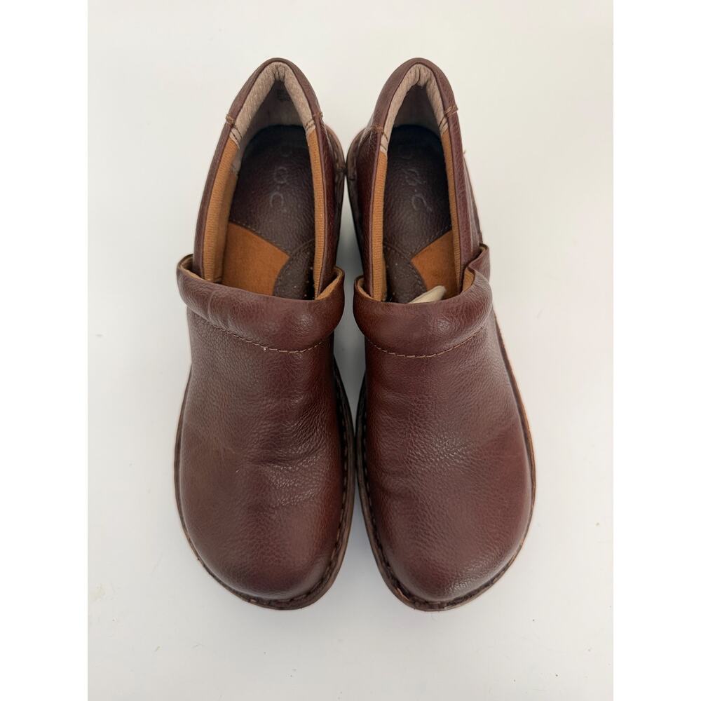 B.O.C. Born Concept Brown Leather Slip-On Clog Comfort Shoes Women's Size 8W